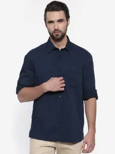 ColorPlus Men Navy Classic Regular Fit Solid Casual Shirt