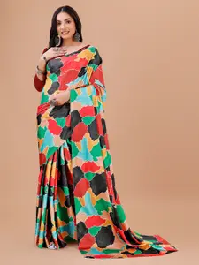 Indian Fashionista Abstract printed Silk Blend Ikat Saree