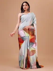 Indian Fashionista Floral Printed Ikat Saree