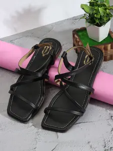 Denill Open Toe Flats With Buckles