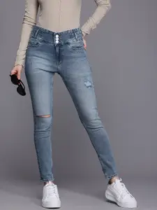 Allen Solly Woman Slim Fit Slash Knee Heavy Fade Stretchable Jeans