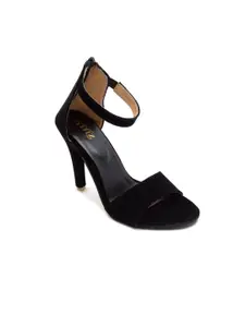 stylzrepublic Open Toe Velvet Stiletto Heels