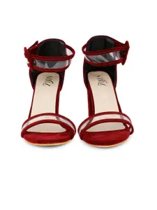 stylzrepublic Suede Block Heels With Ankle Loop