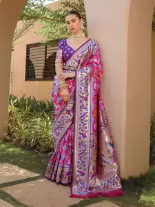 VISHNU WEAVES Woven Design Zari Pure Silk Paithani Saree