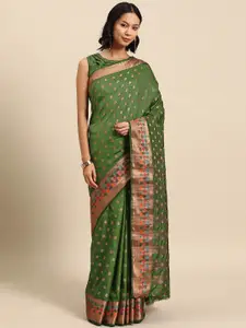 Chhabra 555 Green Ethnic Motifs Woven Design Banarasi Sarees