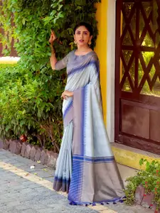 VISHNU WEAVES Striped Woven Design Zari Saree