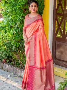 VISHNU WEAVES Woven Design Kantha Work Zari Saree