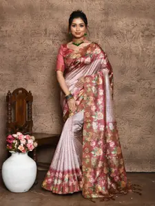 VISHNU WEAVES Floral Printed Silk Cotton Saree