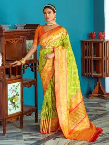 VISHNU WEAVES Woven Design Zari Pure Silk Patola Saree
