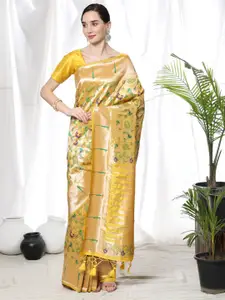VISHNU WEAVES Ethnic Motifs Woven Design Zari Pure Silk Paithani Saree