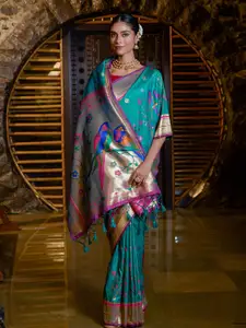 VISHNU WEAVES Ethnic Motifs Woven Design Zari Detail Pure Silk Paithani Saree