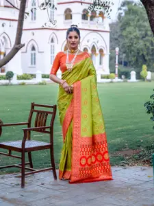 VISHNU WEAVES Ethnic Motif Woven Design Zari Pure Silk Patola Saree