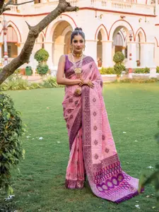 VISHNU WEAVES Ethnic Motifs Woven Design Zari Detail Pure Silk Patola Saree