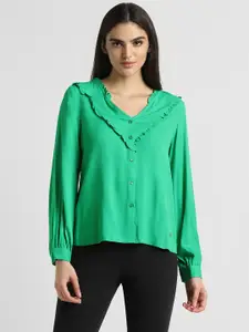 Allen Solly Woman Collarless Ruffles Casual Shirt