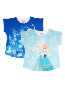 Frozen Girls Pack of 2 Blue Printed T-shirts