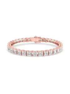 ORIONZ Rose Gold Plated Silver Cubic Zirconia Stone Studded Charm Bracelet