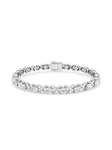 ORIONZ Silver Plated Silver Cubic Zirconia Stone Studded Wraparound Bracelet