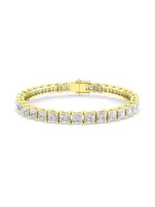 ORIONZ Silver Gold-Plated Cubic Zirconia Studded Wraparound Bracelet