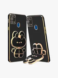 Karwan Samsung M31 3D Cat Compatible Phone Back Case With Folding Mirror Holder