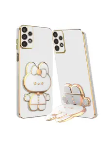 Karwan Samsung A73 3D Cat Compatible Phone Back Case With Folding Mirror Holder