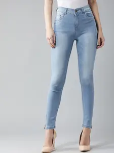 BAESD Women Skinny Fit High-Rise Light Fade Cotton Stretchable Jeans