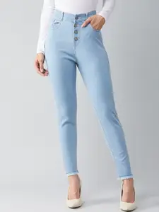 BAESD Women Skinny Fit High-Rise Frayed Stretchable Jeans