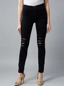 BAESD Women Slim Fit High Rise Mild Distressed Ripped Denim Stretchable Jeans