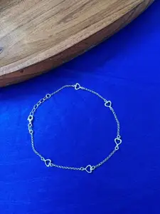 Arte Jewels Set Of 2 925 Sterling Silver Heart Shape Anklet