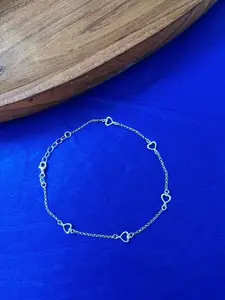 Arte Jewels Set Of 2 925 Sterling Silver Heart Shape Anklet