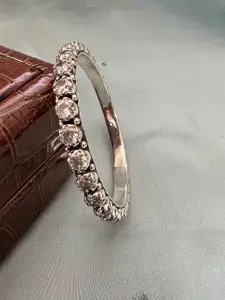 Arte Jewels Silver Rhodium-Plated Bangle-Style Bracelet