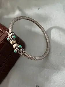 Arte Jewels Silver Oxidised Rhodium-Plated Cuff Bracelet