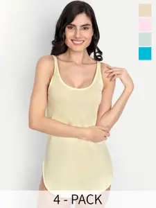 T.T. Women Pack Of 4 Pearl Pure Cotton Longline Camisoles