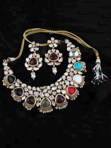 Mirana Gold-Plated Kundan Studded Necklace & Earrings Set