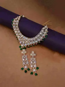 Mirana Gold-Plated Kundan-Studded Necklace & Earrings Set