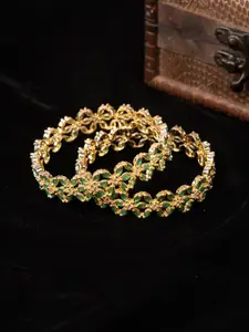 justpeachy Set Of 2 Gold-Plated American Diamond Studded Bangles