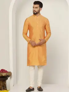 KISAH Straight Kurta With Churidar & Nehru Jacket