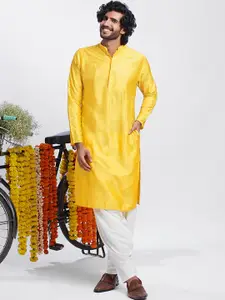 KISAH Geometric Embroidered Mandarin Collar Sequinned Straight Kurta with Patiala