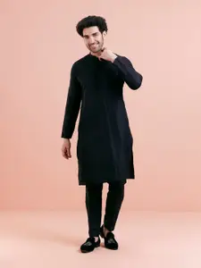 KISAH Self Designed Mandarin Collar Regular Kurta with Pyjamas