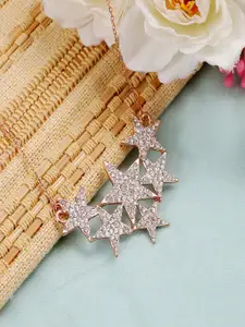 UNIVERSITY TRENDZ Gold-Plated Crystal-Studded Star Pendant Chain