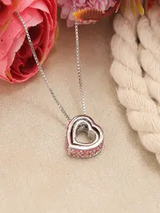 UNIVERSITY TRENDZ Silver-Plated Crystal-Studded Heart Shaped Pendant Chain