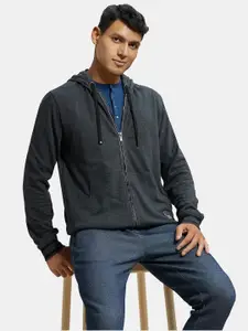 Jockey Hooded Long Sleeves Cotton Front-Open Sweatshirt