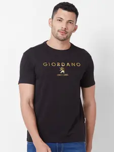 GIORDANO Slim Fit Typography Printed Pure Cotton T-shirt
