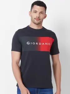 GIORDANO Typography Round Neck Pure Cotton Slim Fit T-shirt