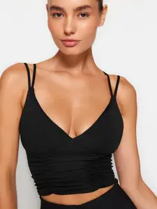 Trendyol Shoulder Straps Gathered Detail Fitted Crop Top