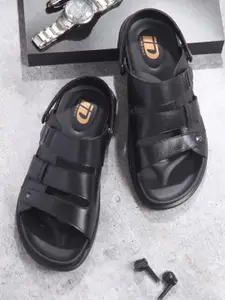 ID Men Textured Lightweight & Flexible Leather Comfort Sandals