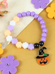 Asthetika Kids Girls Beaded Halloween Pumpkin Charm Bracelet