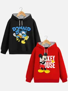 YK Disney Boys Pack Of 2 Mickey Mouse Printed Hooded Sweatshirt