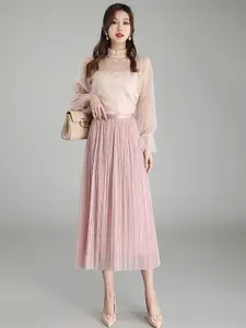 LULU & SKY Accordion Pleated Flared Midi Skirt