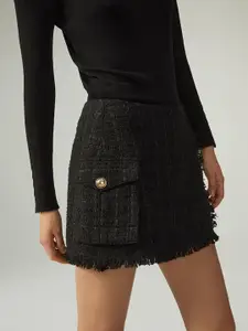 LULU & SKY Textured Straight Mini Skirt