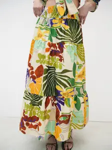 LULU & SKY Tropical Printed Tiered Maxi Skirt